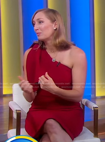 Deena Margolin’s red one shoulder dress on Good Morning America