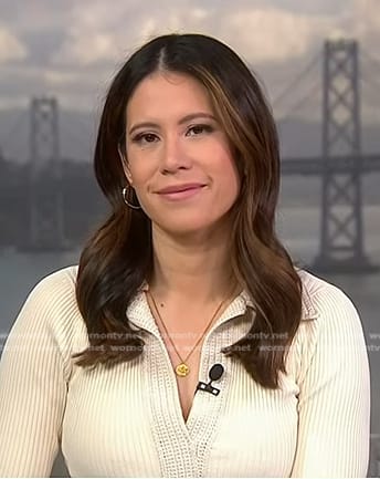 Deirdre’s white ribbed top on NBC News Daily