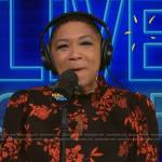 Deja Vu’s black floral print keyhole dress on Live with Kelly and Mark
