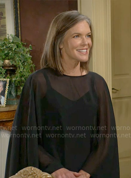 Diane’s sheer black overlay top on The Young and the Restless
