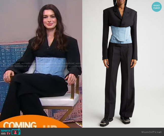 Dion Lee Float Mixed Media Crop Corset Blazer worn by Anne Hathaway on Good Morning America