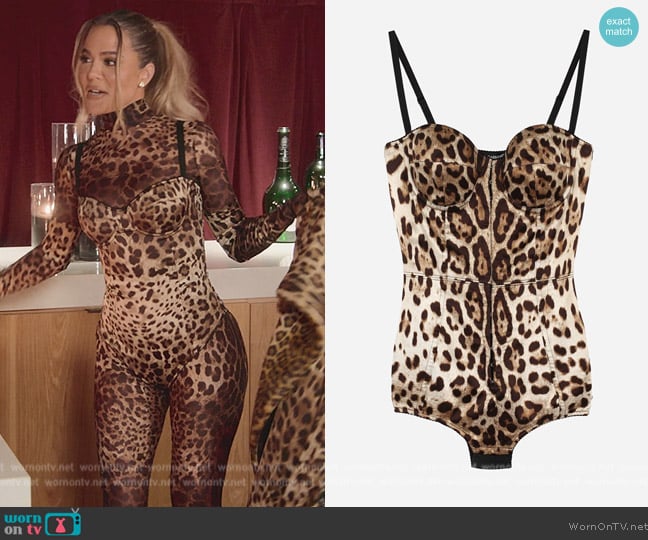 Dolce and Gabbana Leopard Bodysuit worn by Khloe Kardashian (Khloe Kardashian) on The Kardashians