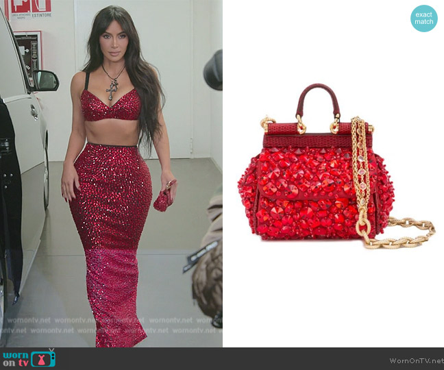 Dolce and Gabbana Micro Sicily Bag worn by Kim Kardashian (Kim Kardashian) on The Kardashians