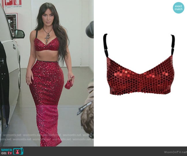 Dolce and Gabbana Vintage Sequined Bra worn by Kim Kardashian (Kim Kardashian) on The Kardashians