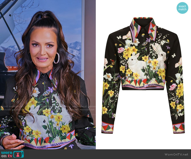 Dolce & Gabbana Abstract-Print Cropped Shirt worn by Lisa Barlow on The Real Housewives of Salt Lake City