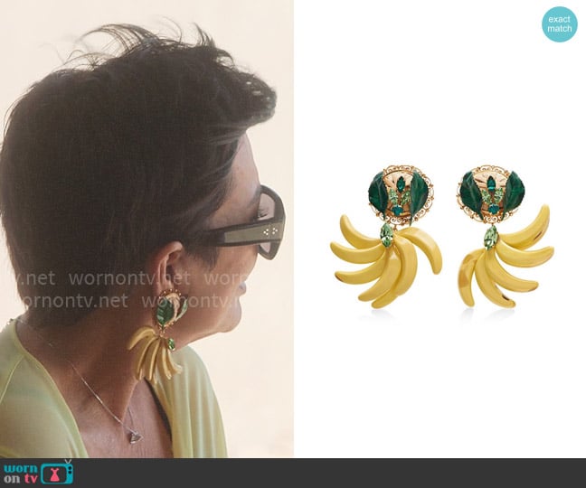 Dolce & Gabbana Resin Banana Earrings worn by Kris Jenner (Kris Jenner) on The Kardashians