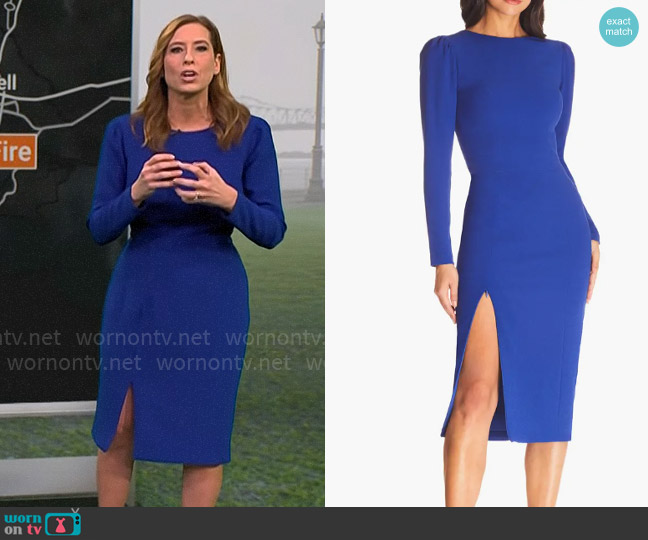 Dress the Population Nadia Dress in Cobalt worn by Stephanie Abrams on CBS Mornings