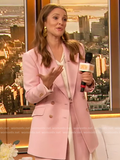 Drew’s pink blazer and pants on The Drew Barrymore Show