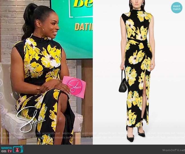 Diane von Furstenberg Apollo Floral Sleeveless Mesh Dress worn by Devyn Simone on Sherri
