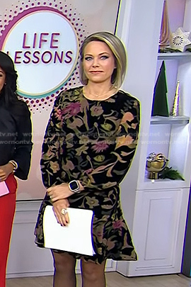 Dylan’s black floral velvet dress on Today