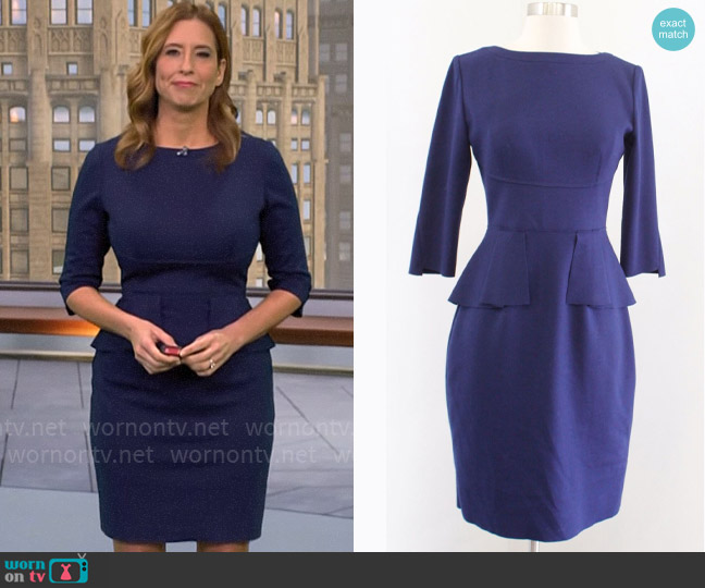 Elie Tahari Peplum Sheath Dress worn by Stephanie Abrams on CBS Mornings