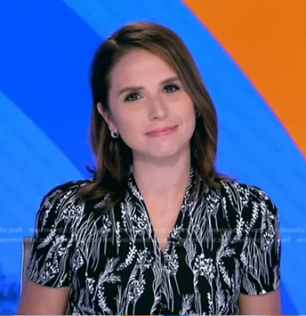 Elizabeth’s black printed v-neck dress on Good Morning America