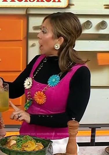 Elizabeth Heiskell’s pink corduroy dress and sweater on Today