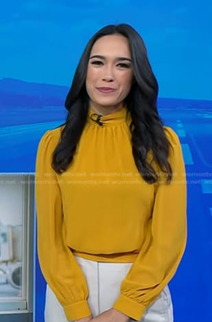 Emilie’s yellow mock neck blouse on Today