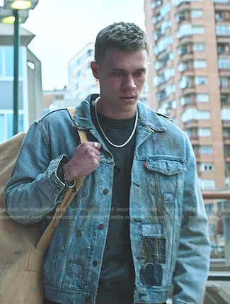 Eric’s patch denim jacket on Elite