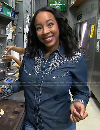 Erica Roby’s embroidered western denim shirt on Today