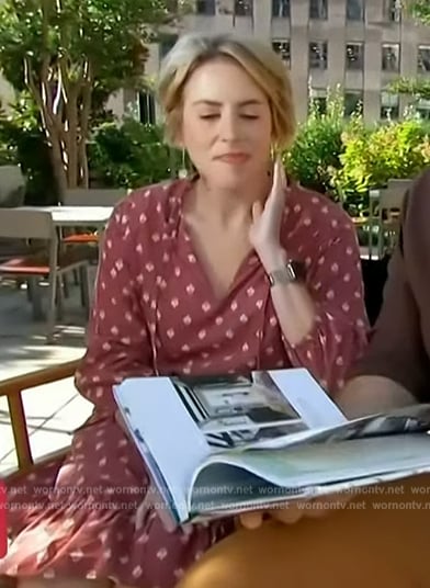 Erin Napier’s printed tie neck dress on Access Hollywood