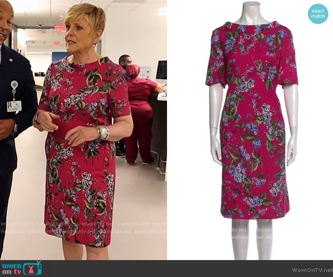 Escada Floral Printed Textured Dress