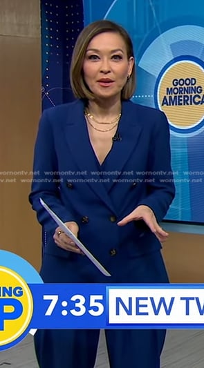 Eva’s blue blazer and pants on Good Morning America