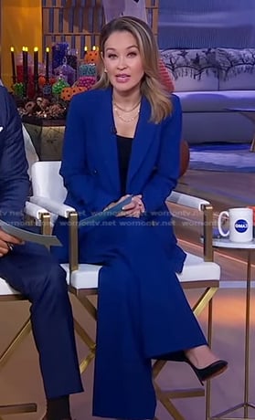 Eva’s blue blazer and pants on Good Morning America