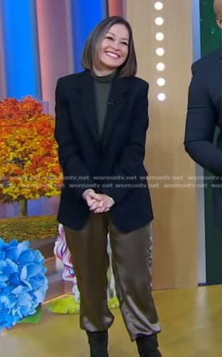 Eva’s green satin pants on Good Morning America
