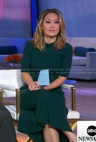 Eva’s green ribbed dress on Good Morning America