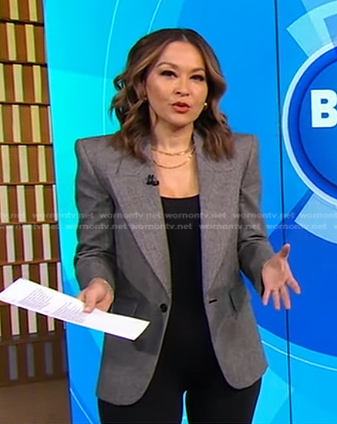 Eva’s grey plaid blazer on Good Morning America