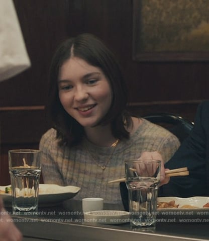 Eva’s space dye ribbed sweater on Billions