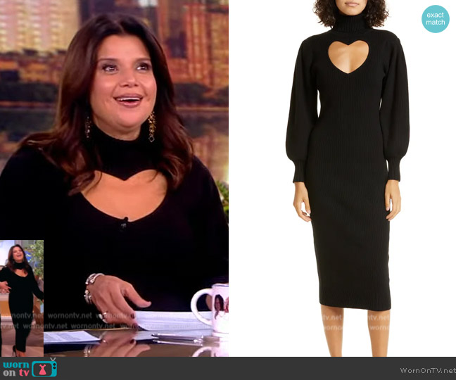 FARM Rio Heart Cutout Long Sleeve Sweater Dress worn by Ana Navarro on The View