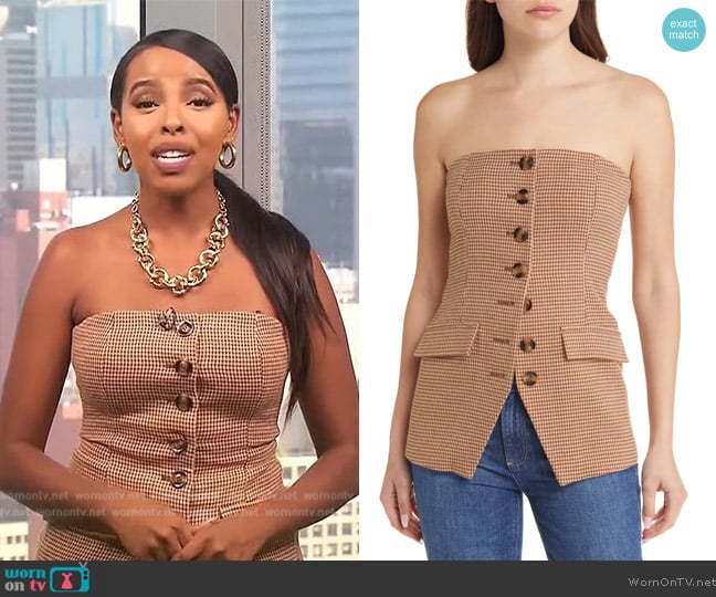 Favorite Daughter The Phoebe Bustier Top worn by Mona Kosar Abdi on Extra
