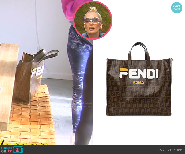 Fendi x Fila Glazed Fabric FF 1974 Mania Shopping Tote Bag worn by Erika Jayne on The Real Housewives of Beverly Hills