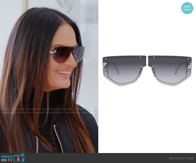 Fendi Metal Sun Rectangular Shield Sunglasses worn by Lisa Barlow on The Real Housewives of Salt Lake City