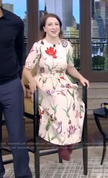 Elle Key’s floral print midi dress on Live with Kelly and Mark