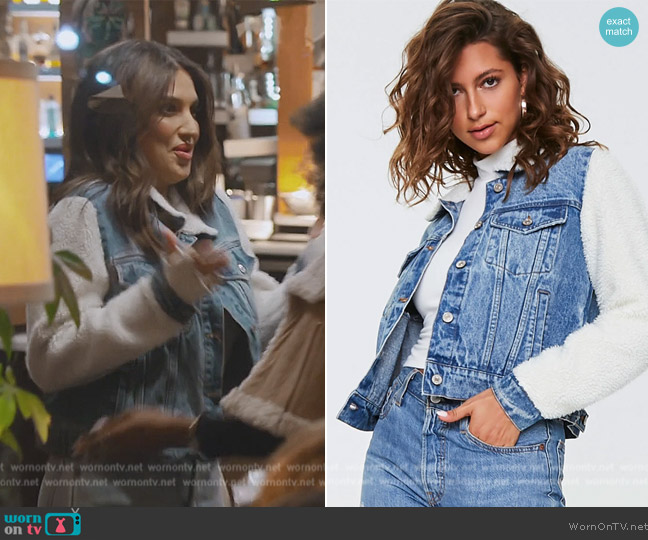 Forever 21 Fleece-Trim Denim Jacket worn by Leva Bonaparte on Southern Charm