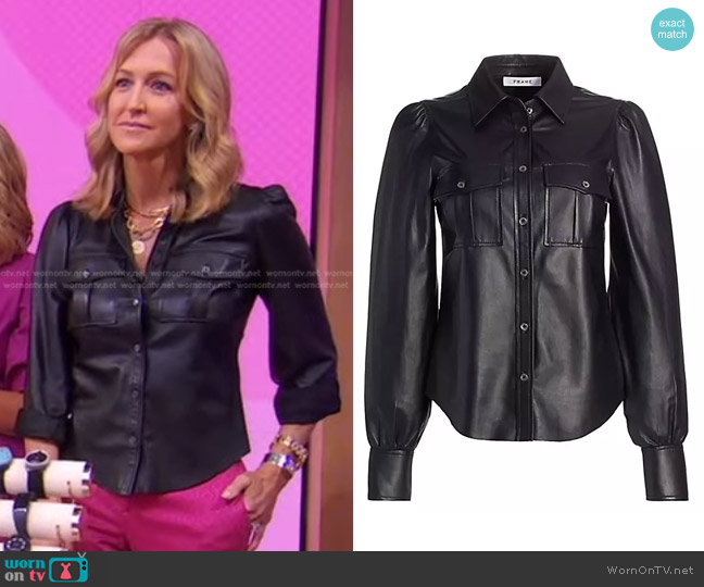 Frame Fem Leather Military Shirt worn by Lara Spencer on Good Morning America