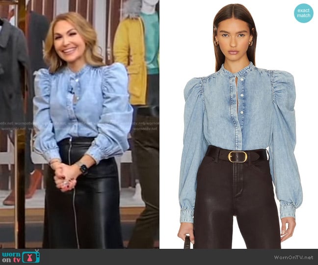Frame The Long Sleeve Gillian Top worn by Lori Bergamotto on Good Morning America