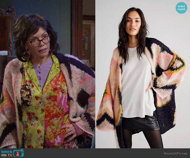 Free People Petals Cardigan worn by Susan Banks (Stacy Haiduk) on Days of our Lives
