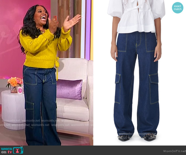 Ganni Rinse Denim Angi Jeans worn by Sherri Shepherd on Sherri