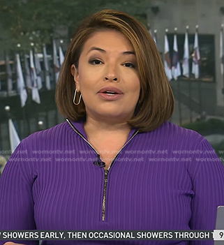 Gilma Avalos’s purple ribbed half-zip sweater on Today