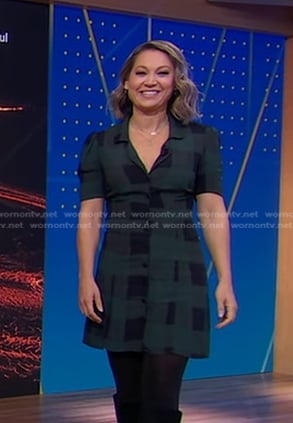 Ginger’s green plaid shirtdress on Good Morning America