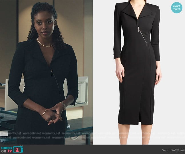 Giorgio Armani Zip-Front Jersey Midi Dress worn by Kate Sacker (Condola Rashad) on Billions