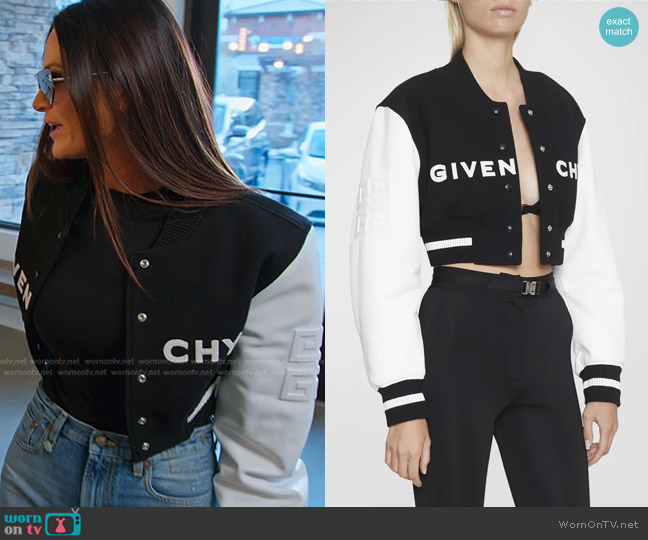 WornOnTV: Lisa's black cropped varsity bomber jacket on The Real