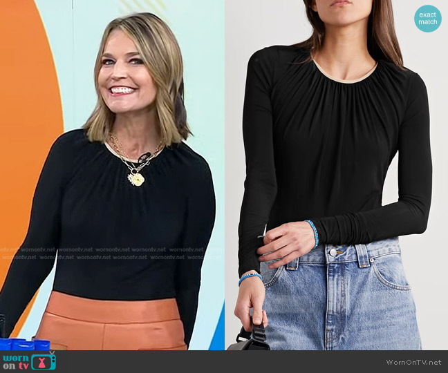 Goldsign Poulson Gathered Stretch-Jersey Bodysuit worn by Savannah Guthrie on Today