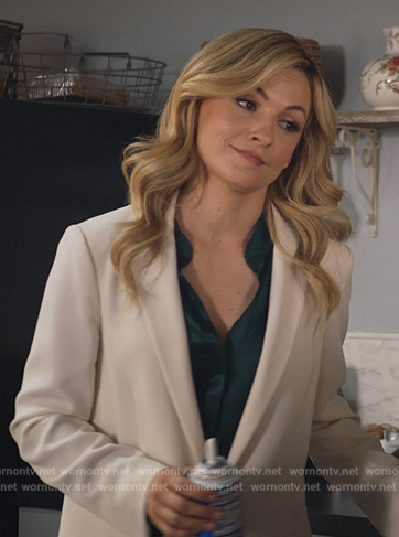 Amy’s green satin blouse on All Rise