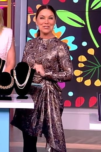 Gretta Monahan’s floral metallic mini dress on The View