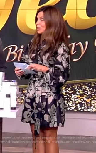 Gretta Monahan’s floral print tie waist dress on The View