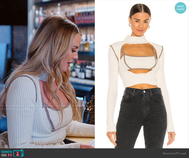 Guizio Rib Knit Geo Cut Out Cardigan worn by Whitney Rose on The Real Housewives of Salt Lake City