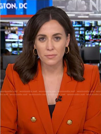 Hallie Jackson’s red double breasted blazer on NBC News Daily