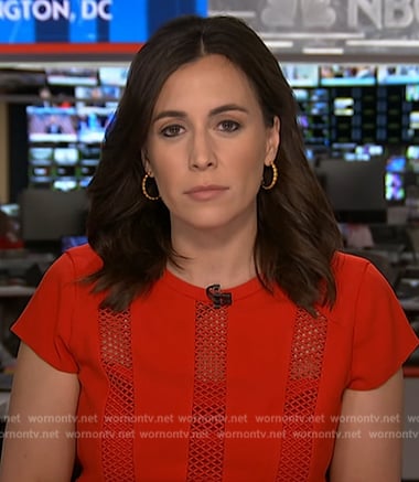 Hallie Jackson’s red lace inset dress on Today