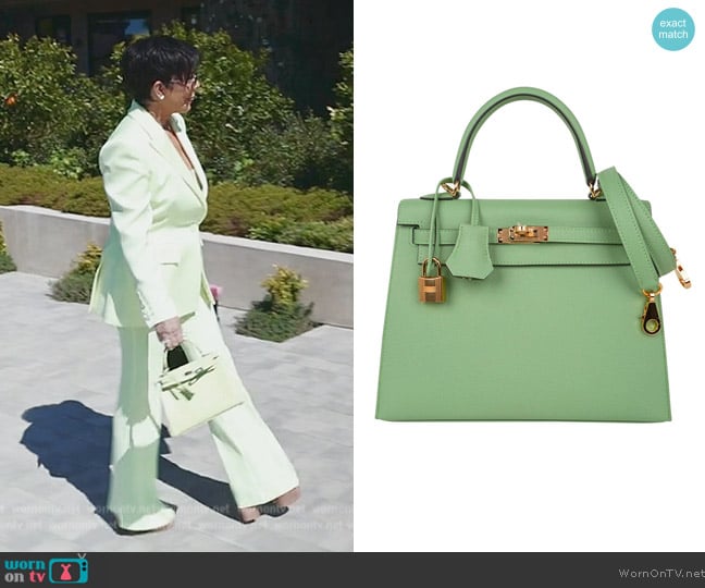 Hermes Kelly 25 Bag Vert Criquet Epsom Leather Gold Hardware worn by Kris Jenner (Kris Jenner) on The Kardashians